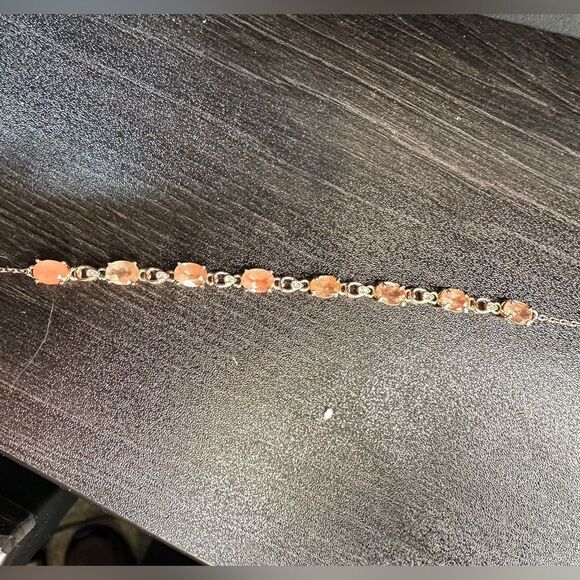 8ctw genuine sunstone set in rose gold tone/sterling silver tennis bracelet! - Picture 5 of 9